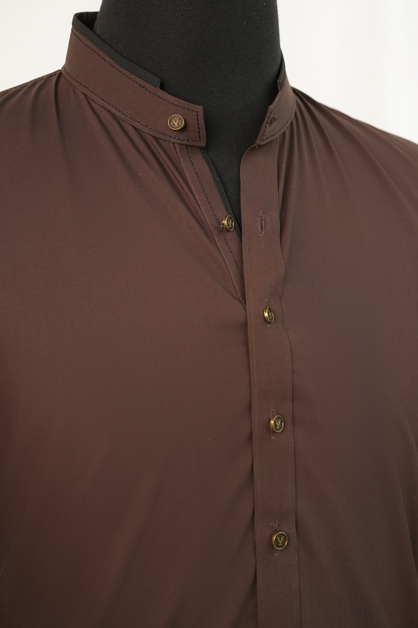 Brown Mandarin Collar Kurta Trouser