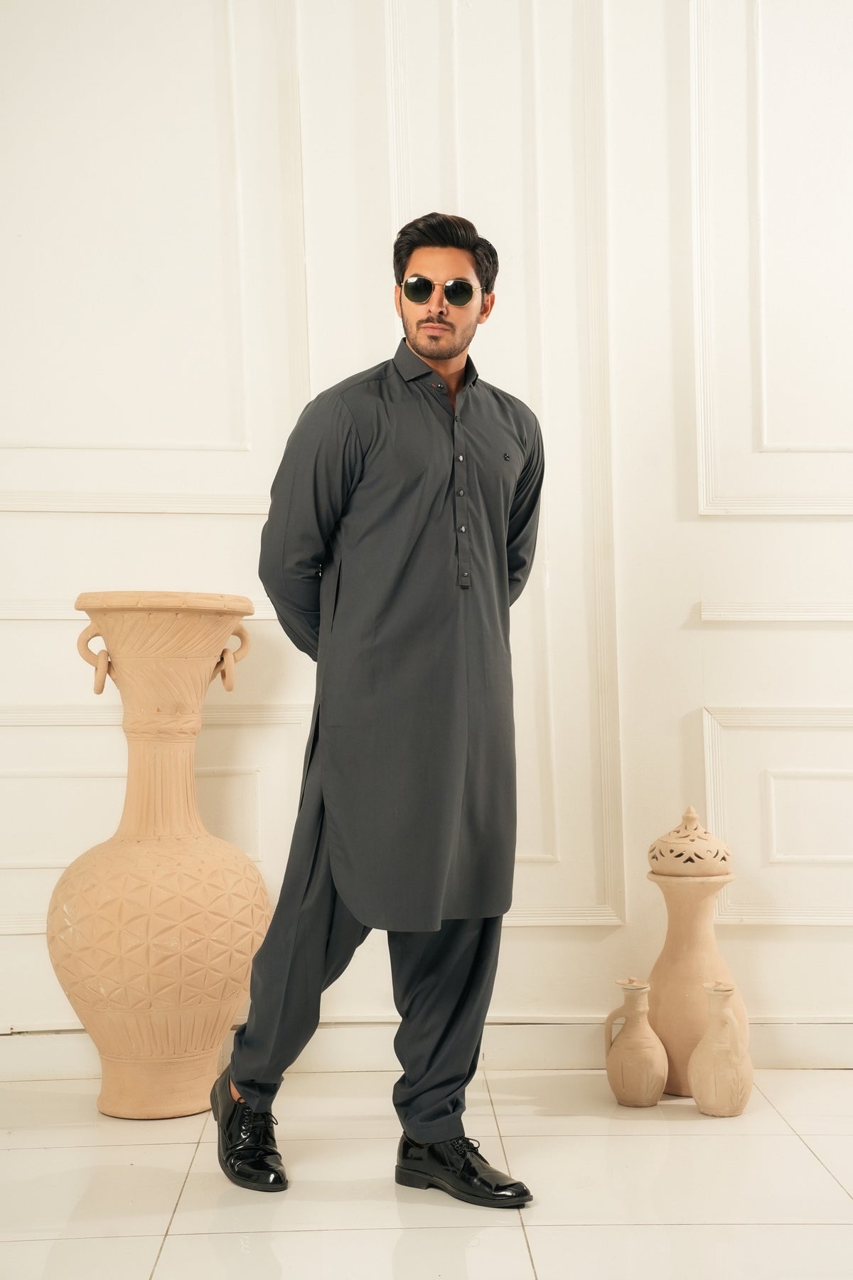 METALLIC GREY SHALWAR KAMEEZ