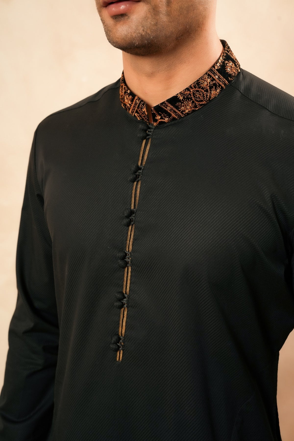 Cotton Embroidered Mandarin Kurta Trouser