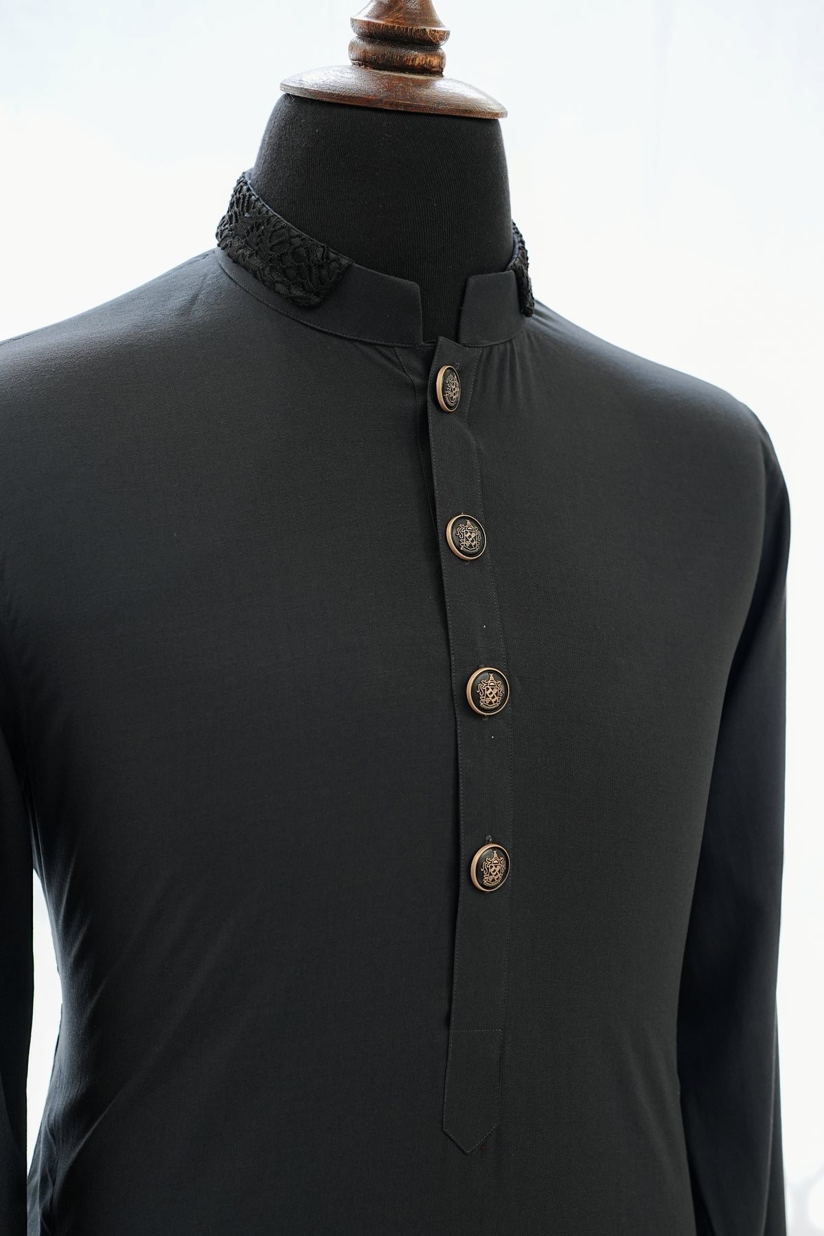 Black Duck Collar Kurta Trouser
