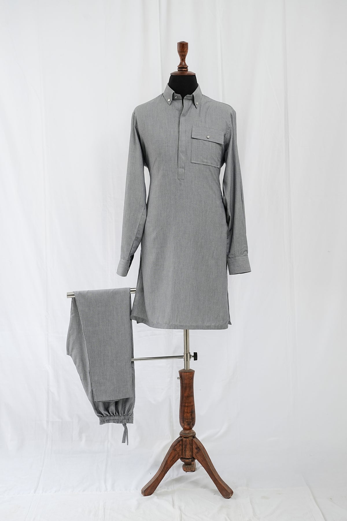 Grey Front Pocket Kurta Trouser