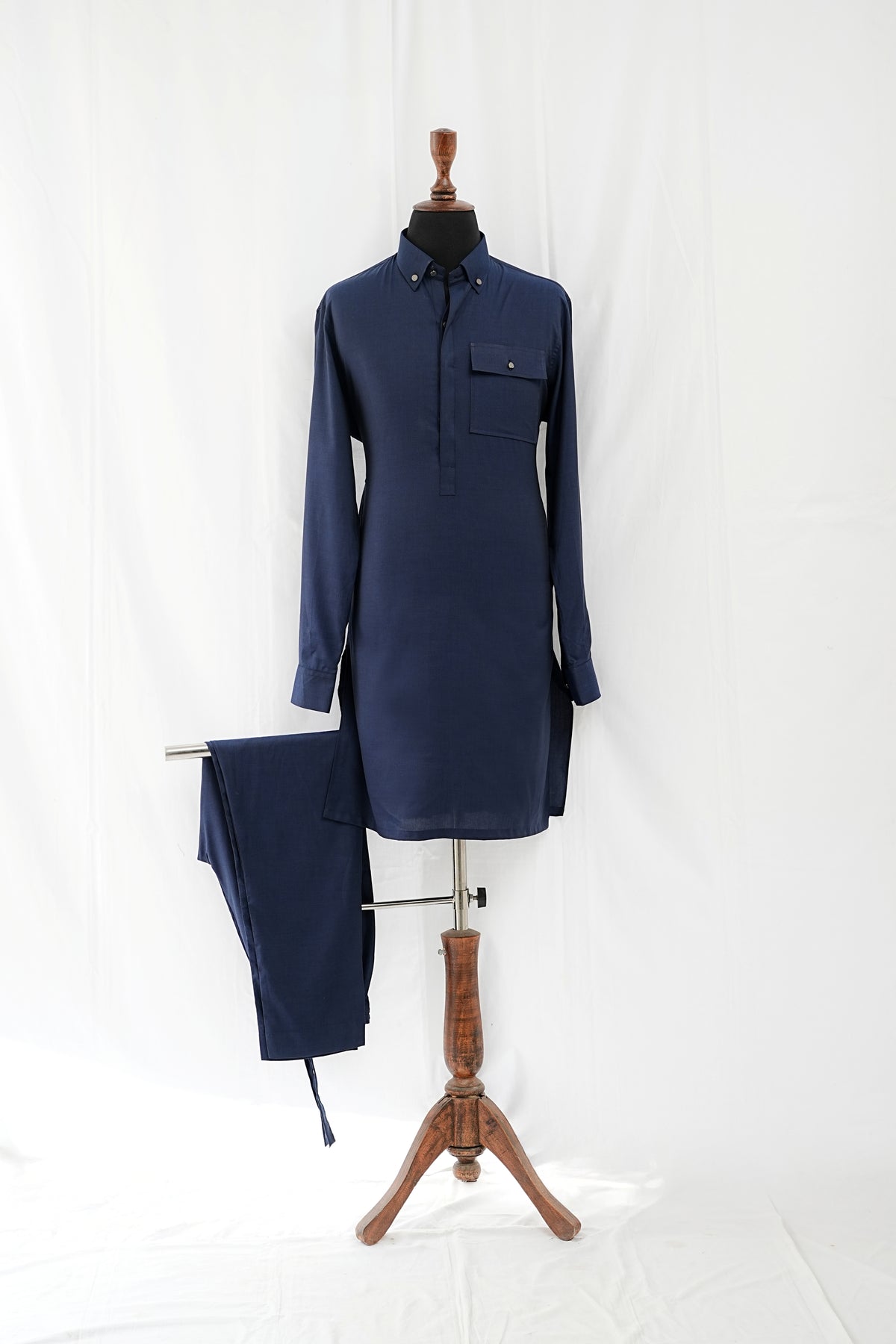 Blue Front Pocket Kurta Trouser