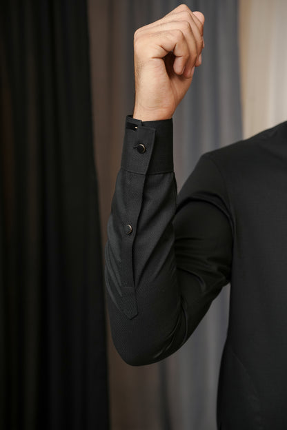 BLACK TEXTURED SHALWAR KAMEEZ