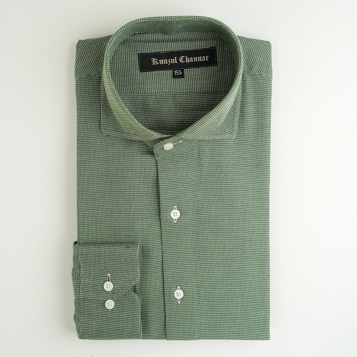 GREEN TWILL JACQUARD SHIRT