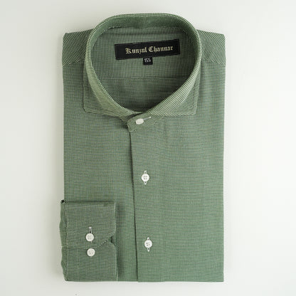 GREEN TWILL JACQUARD SHIRT