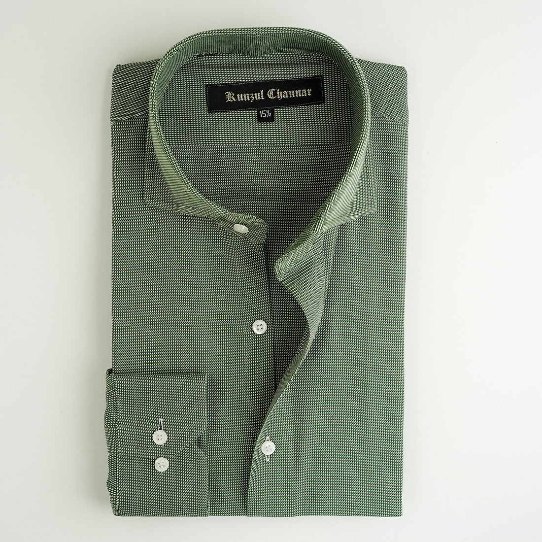 GREEN TWILL JACQUARD SHIRT