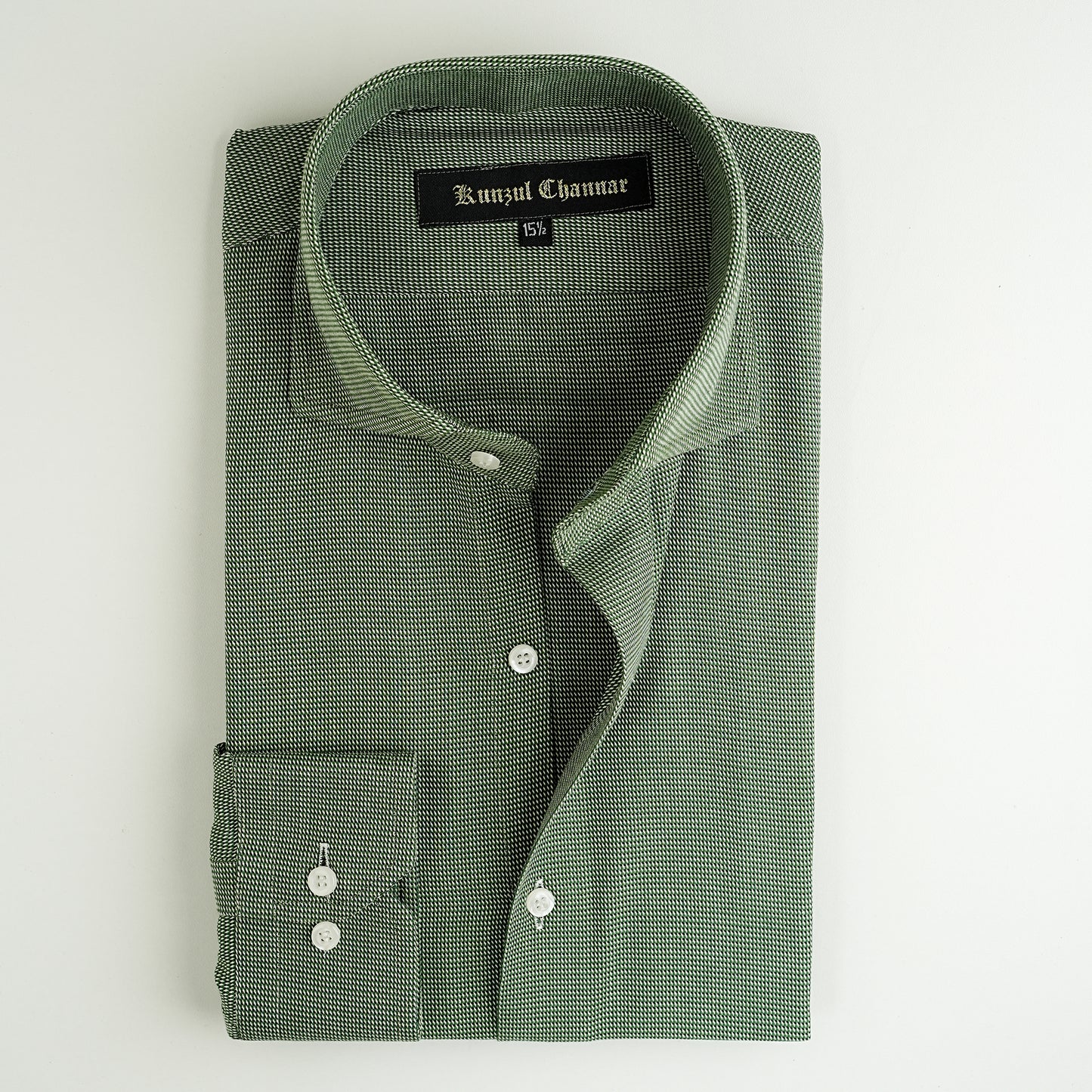 GREEN TWILL JACQUARD SHIRT