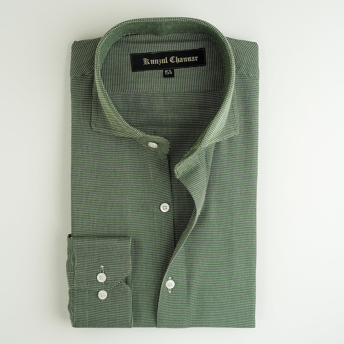 GREEN TWILL JACQUARD SHIRT