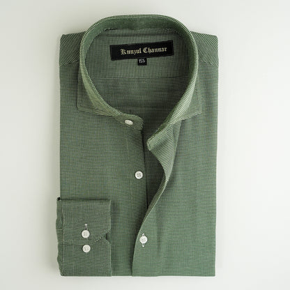 GREEN TWILL JACQUARD SHIRT