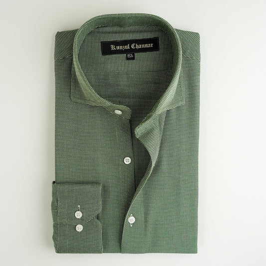 GREEN TWILL JACQUARD SHIRT
