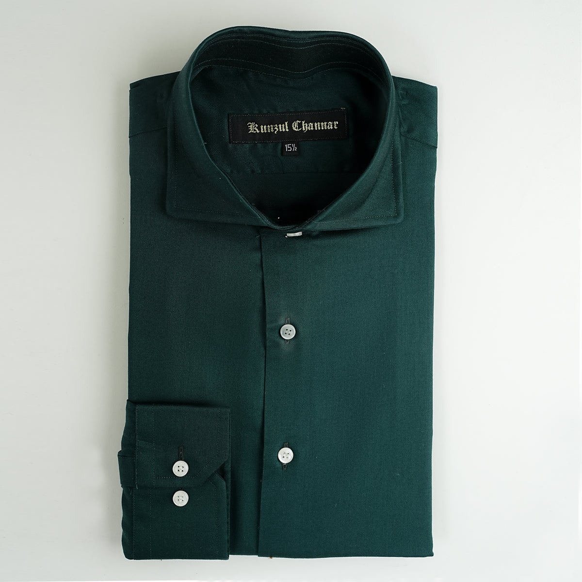 BOTTLE GREEN COTTON SHIRT