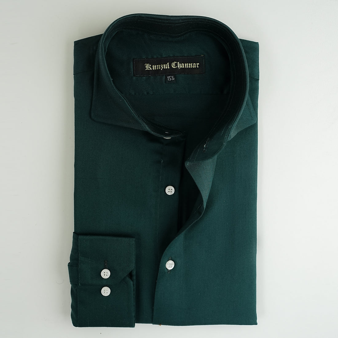 BOTTLE GREEN COTTON SHIRT