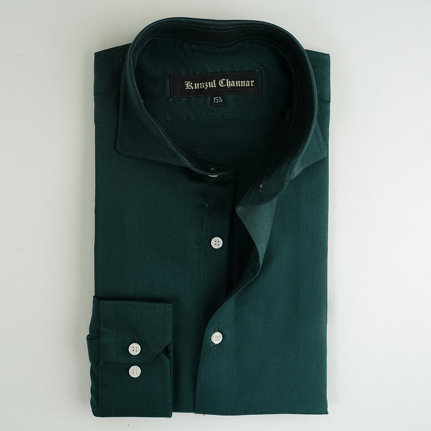 BOTTLE GREEN COTTON SHIRT