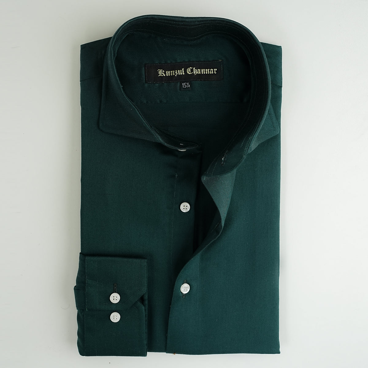 BOTTLE GREEN COTTON SHIRT