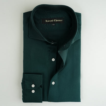 BOTTLE GREEN COTTON SHIRT