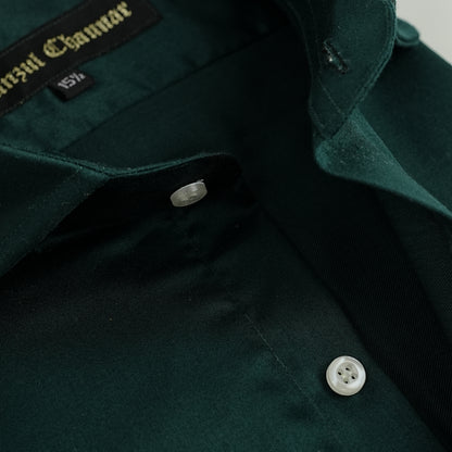 BOTTLE GREEN COTTON SHIRT
