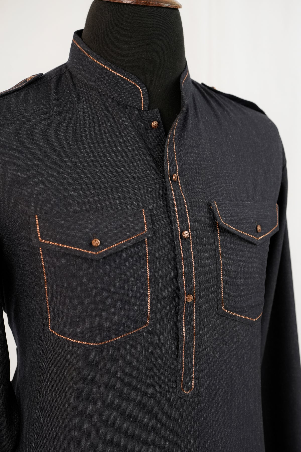 Double Pocket Grey Kurta Trouser