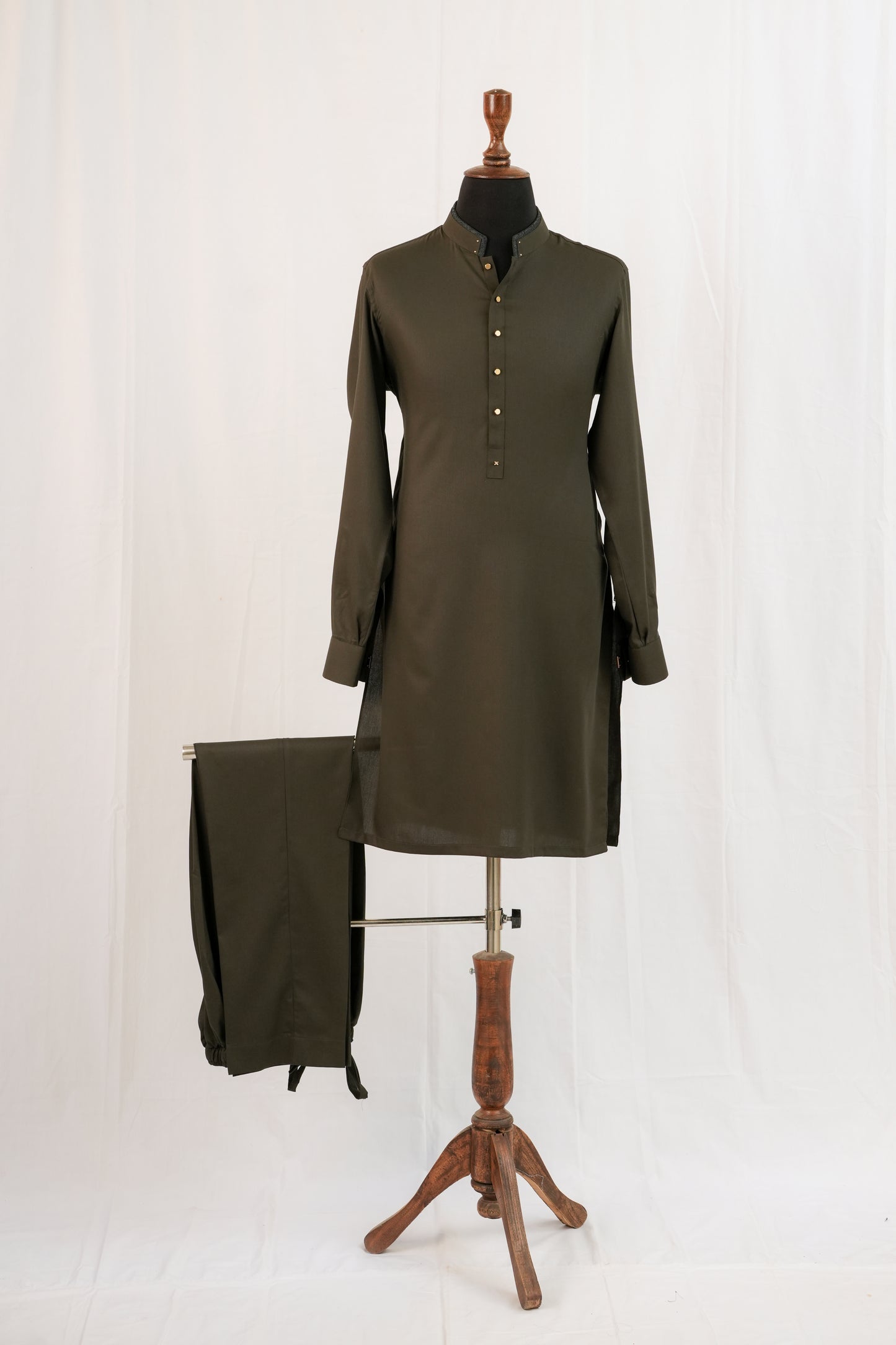 Green Textured Kurta Trouser