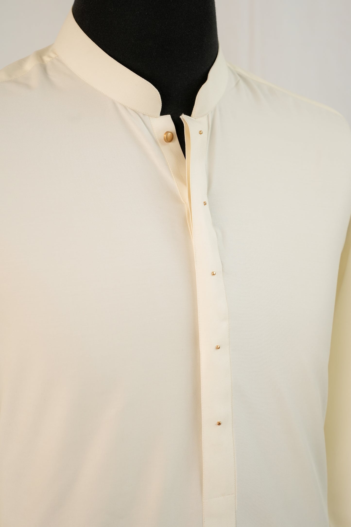 Cream Band Kurta Trouser