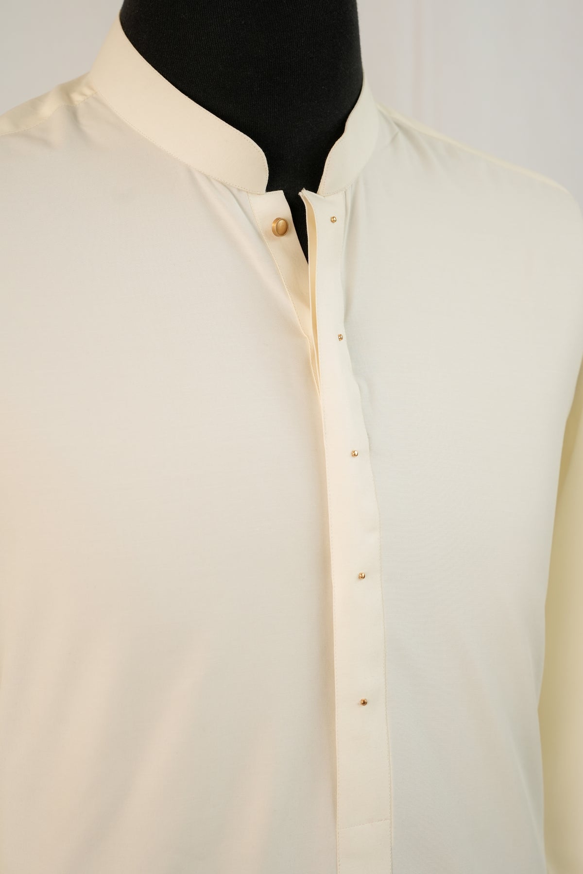 Cream Band Kurta Trouser