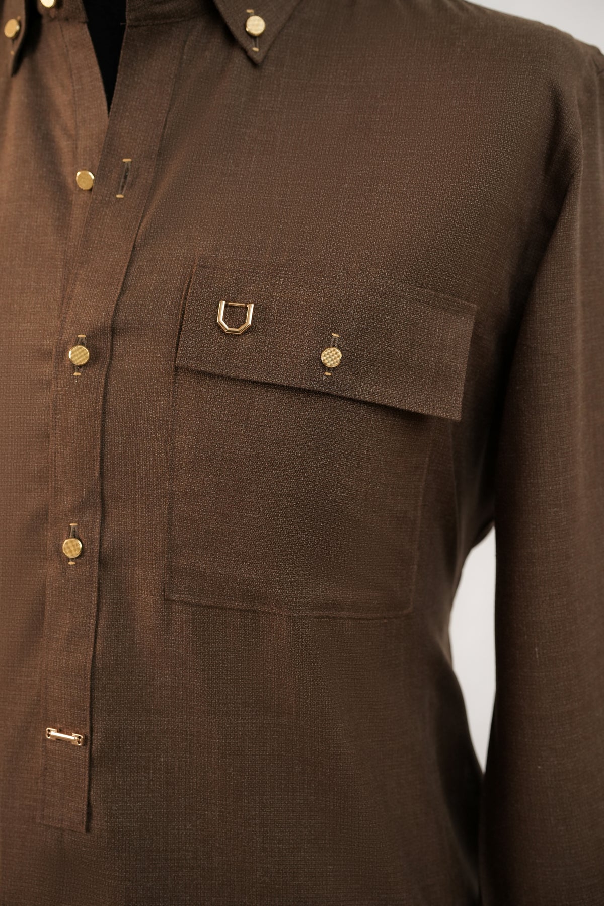 Textured Brown Front Pocket Kurta Trouser