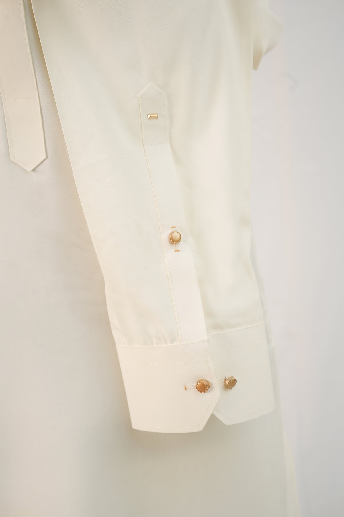 Cream Band Collar Kurta Trouser