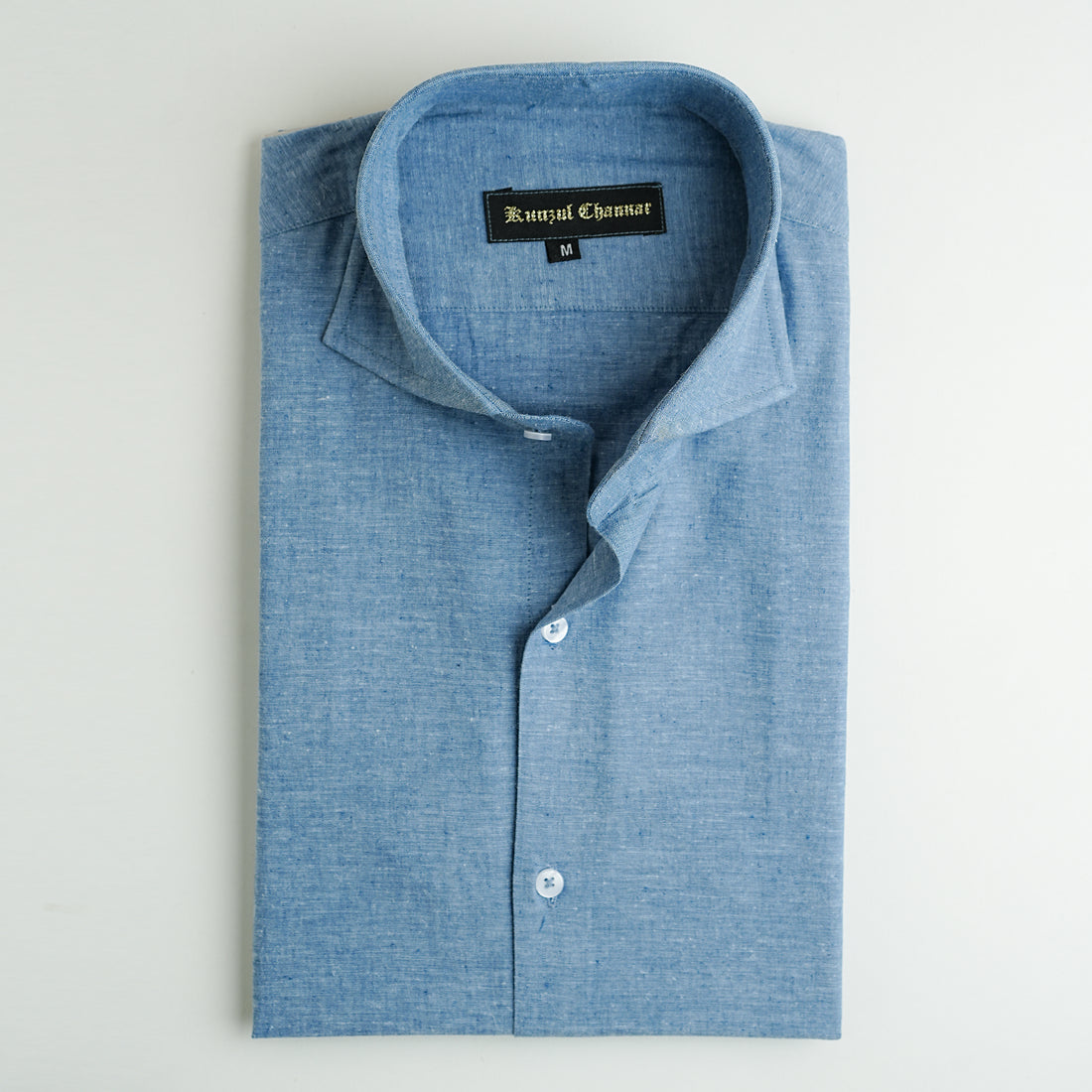 BLUE COTTON LINEN SHIRT