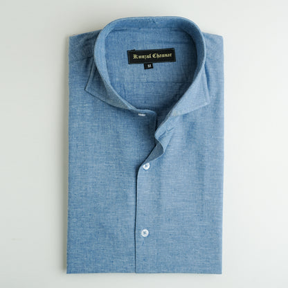 BLUE COTTON LINEN SHIRT