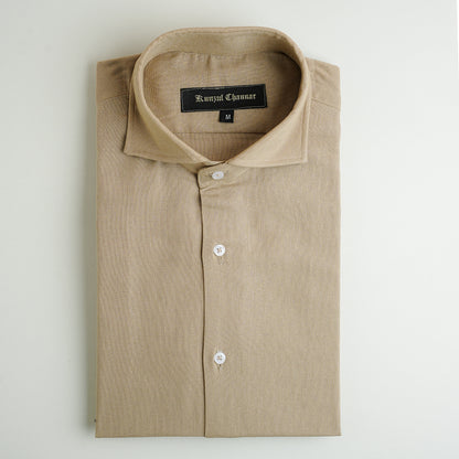 BEIGE COTTON LINEN SHIRT