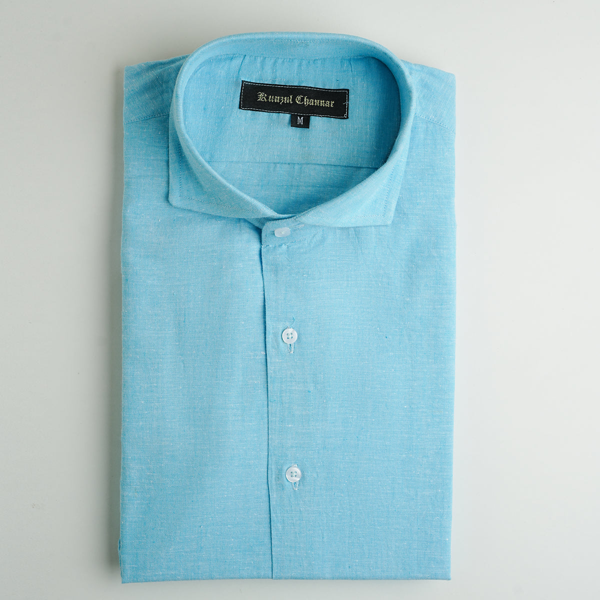 AQUA BLUE COTTON LINEN SHIRT