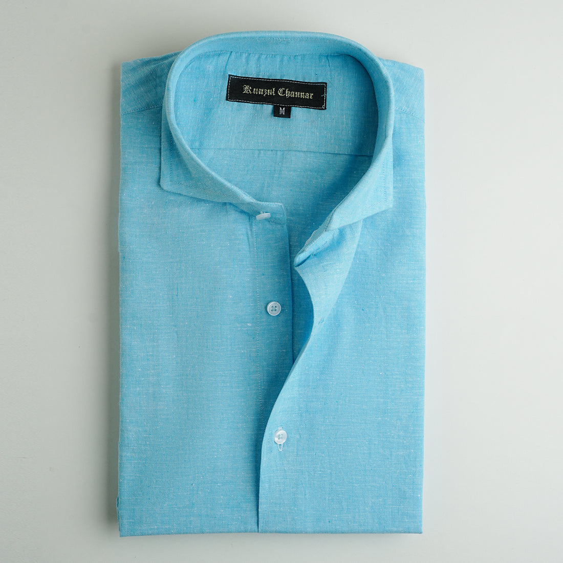 AQUA BLUE COTTON LINEN SHIRT