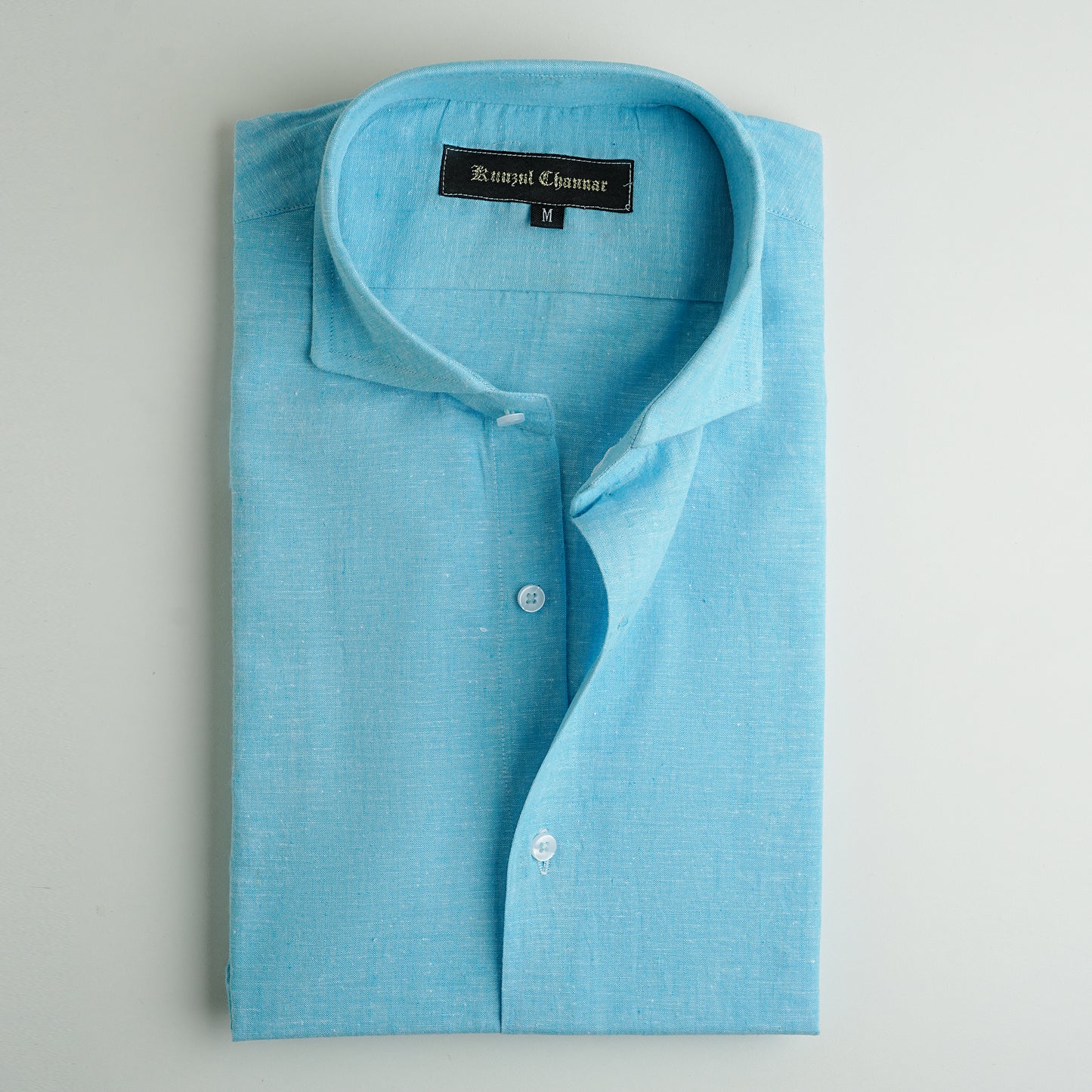 AQUA BLUE COTTON LINEN SHIRT