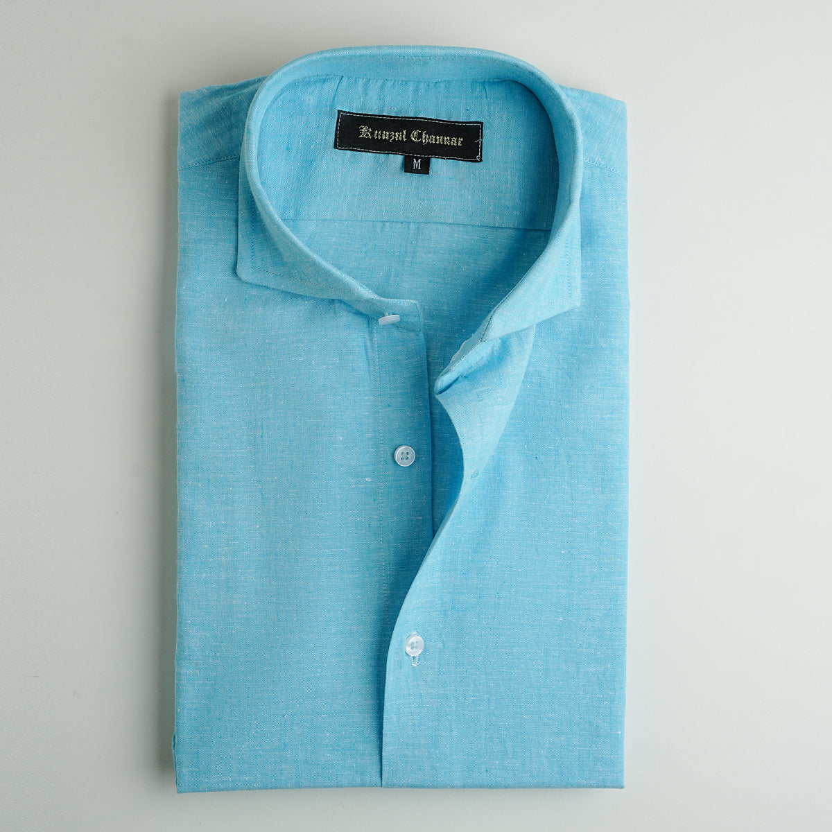 AQUA BLUE COTTON LINEN SHIRT