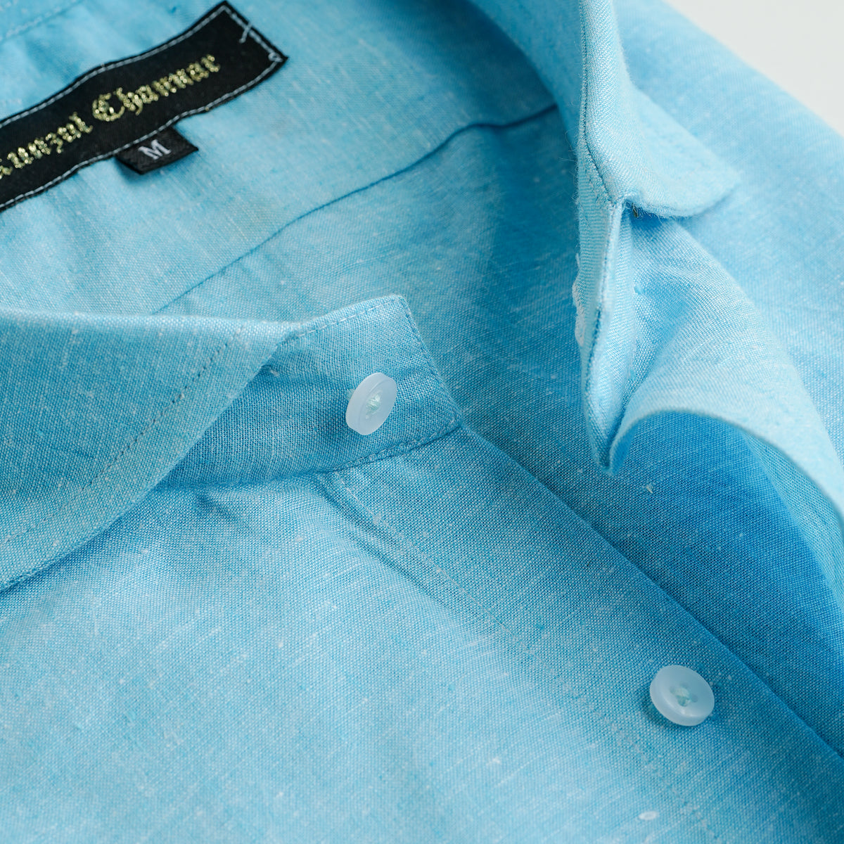 AQUA BLUE COTTON LINEN SHIRT
