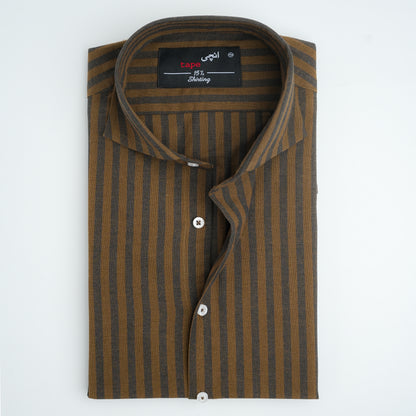 THICK STRIPED COTTON LINEN SHIRT