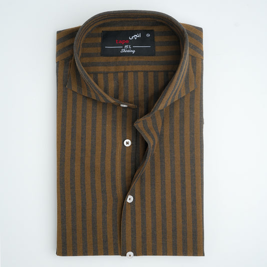 THICK STRIPED COTTON LINEN SHIRT