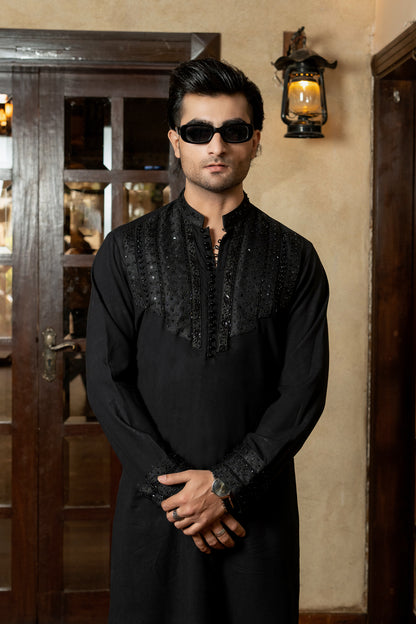 Black Complete Hand Work Kurta Trouser