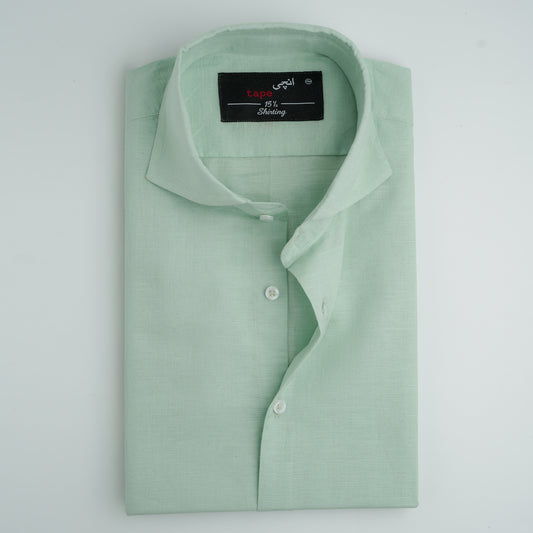 LIME GREEN COTTON LINEN SHIRT