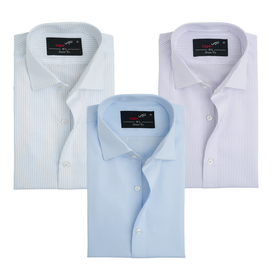 PACK OF THREE - OFFICE STRIPED COTTON SHIRTS