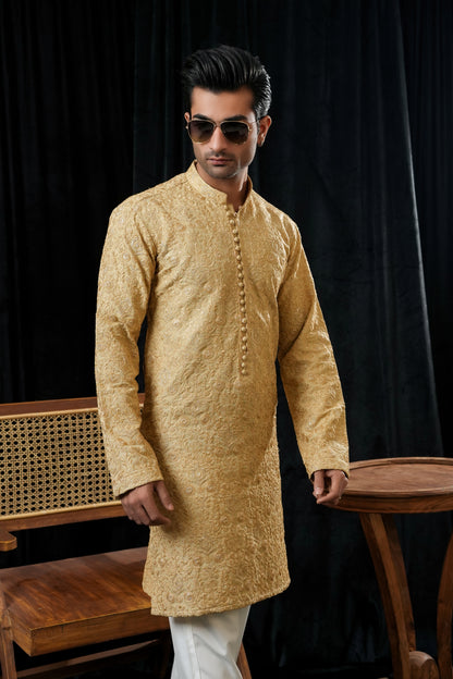 IVORY GOLD SEQUIN KURTA TROUSER