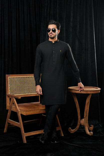 BLACK PREMIUM TEXTURED KURTA TROUSER