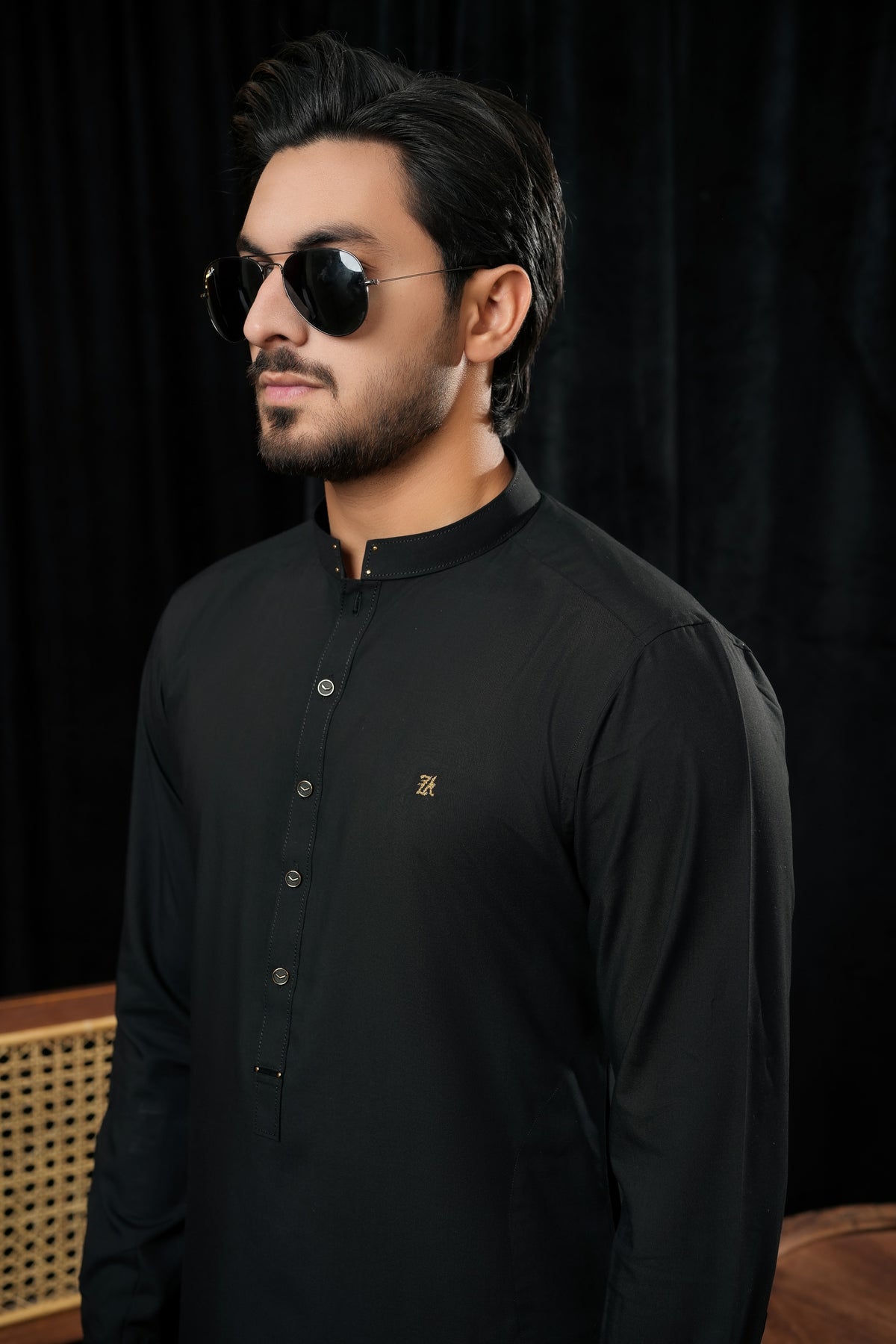 BLACK PREMIUM TEXTURED KURTA TROUSER