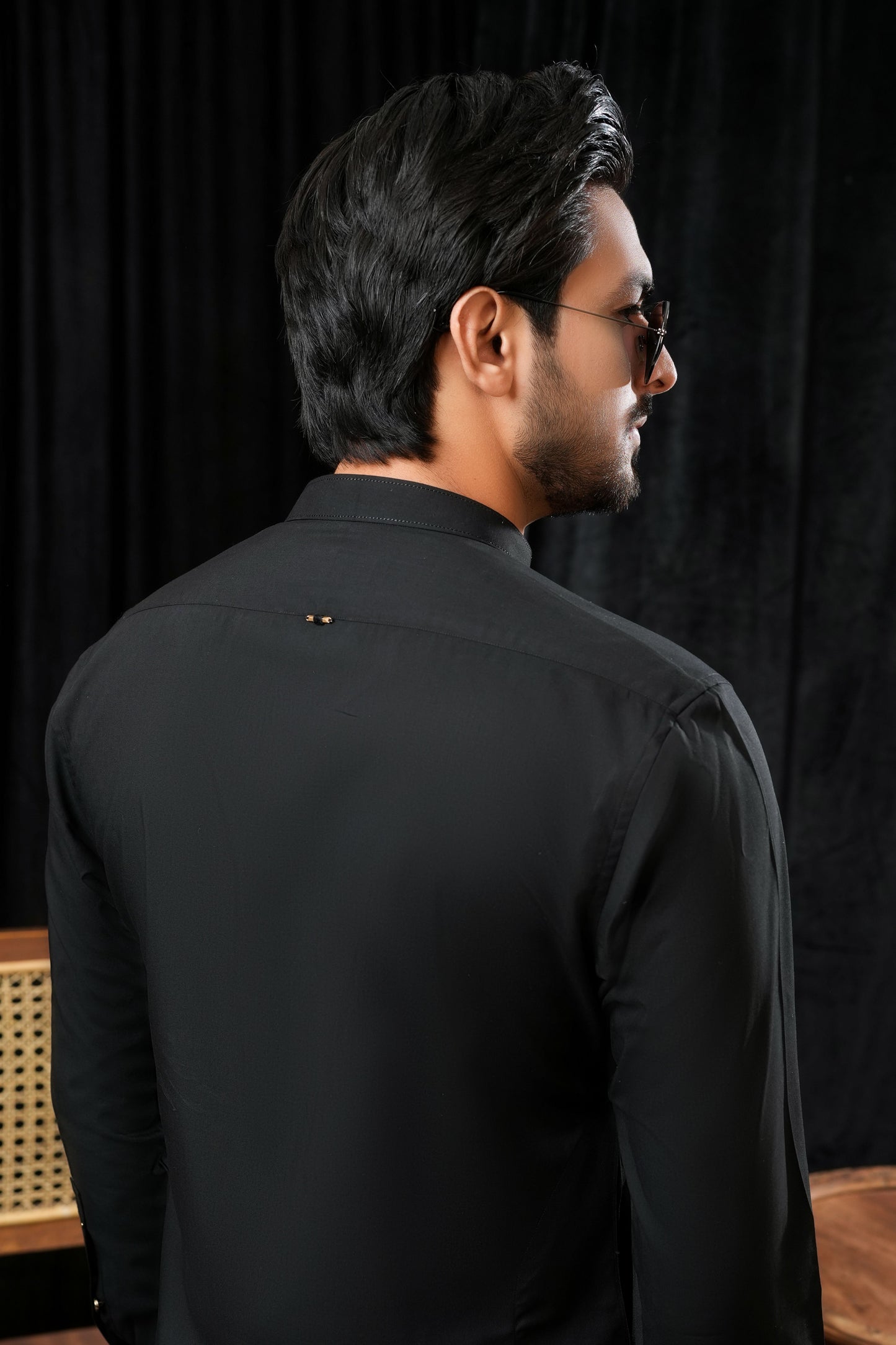 BLACK PREMIUM TEXTURED KURTA TROUSER
