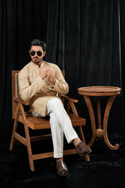 IVORY EMBROIDERED KURTA TROUSER