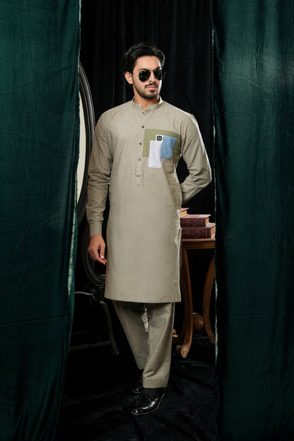 ROCK GREEN COTTON KURTA TROUSER