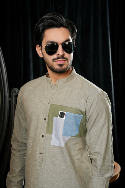 ROCK GREEN COTTON KURTA TROUSER
