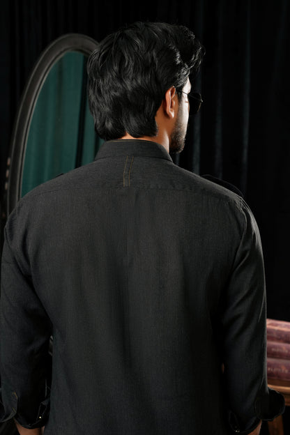 BLACK DOUBLE POCKET KURTA TROUSER