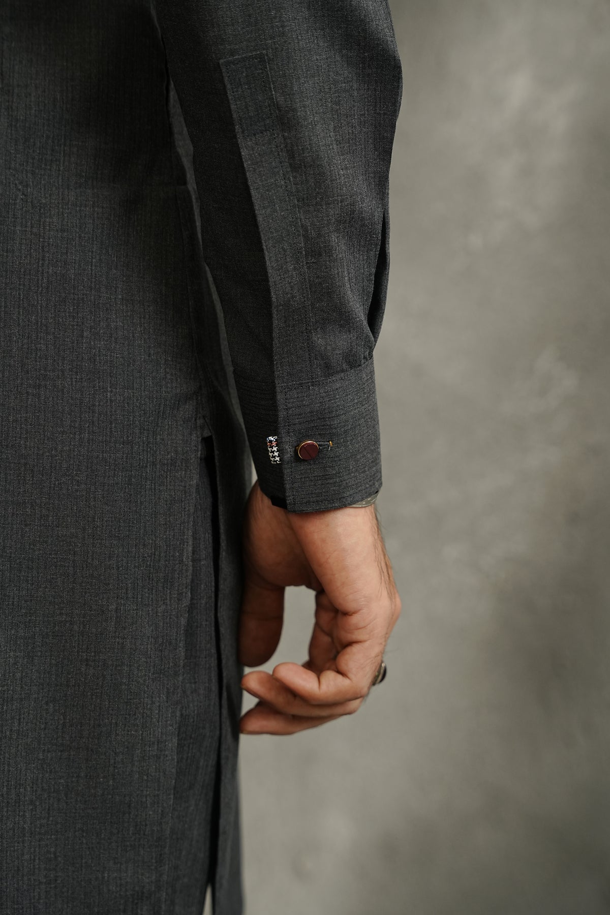 GREY TEXTURED KURTA TROUSER