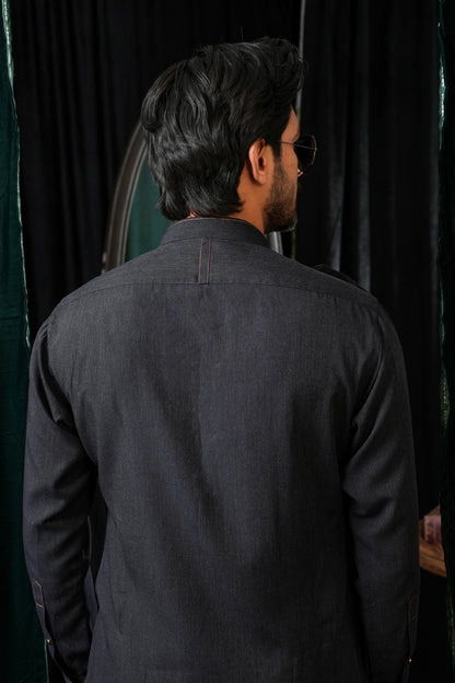 BLUE DOUBLE POCKET KURTA TROUSER