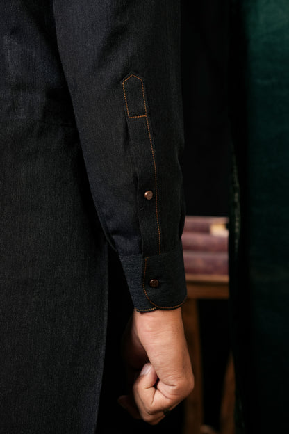 BLUE DOUBLE POCKET KURTA TROUSER